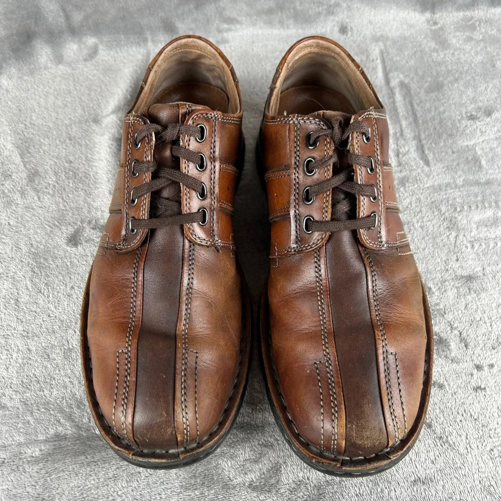Clarks Mens Brown Leather Lace Up Bicycle Toe Oxford Shoes 70852 Size 9.5 M